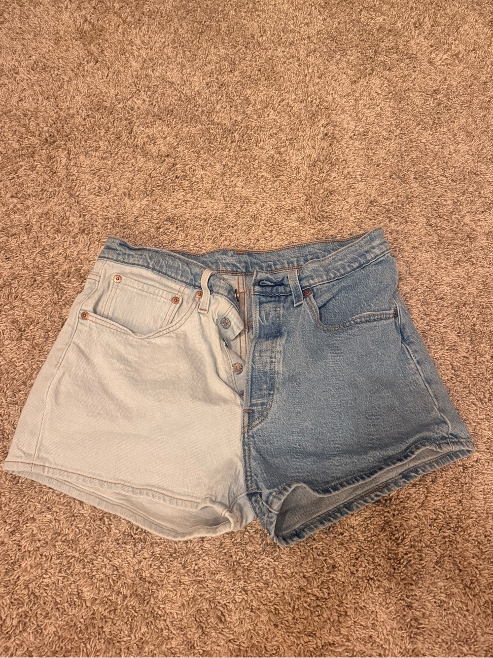 Levi's Two-Tone Denim Shorts - Light Blue & Medium Blue